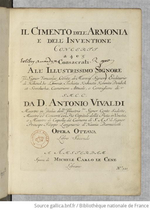 Il Cimento Dell'armonia E Dell'inventione : Concerti A 4 E 5 Consacrati ...