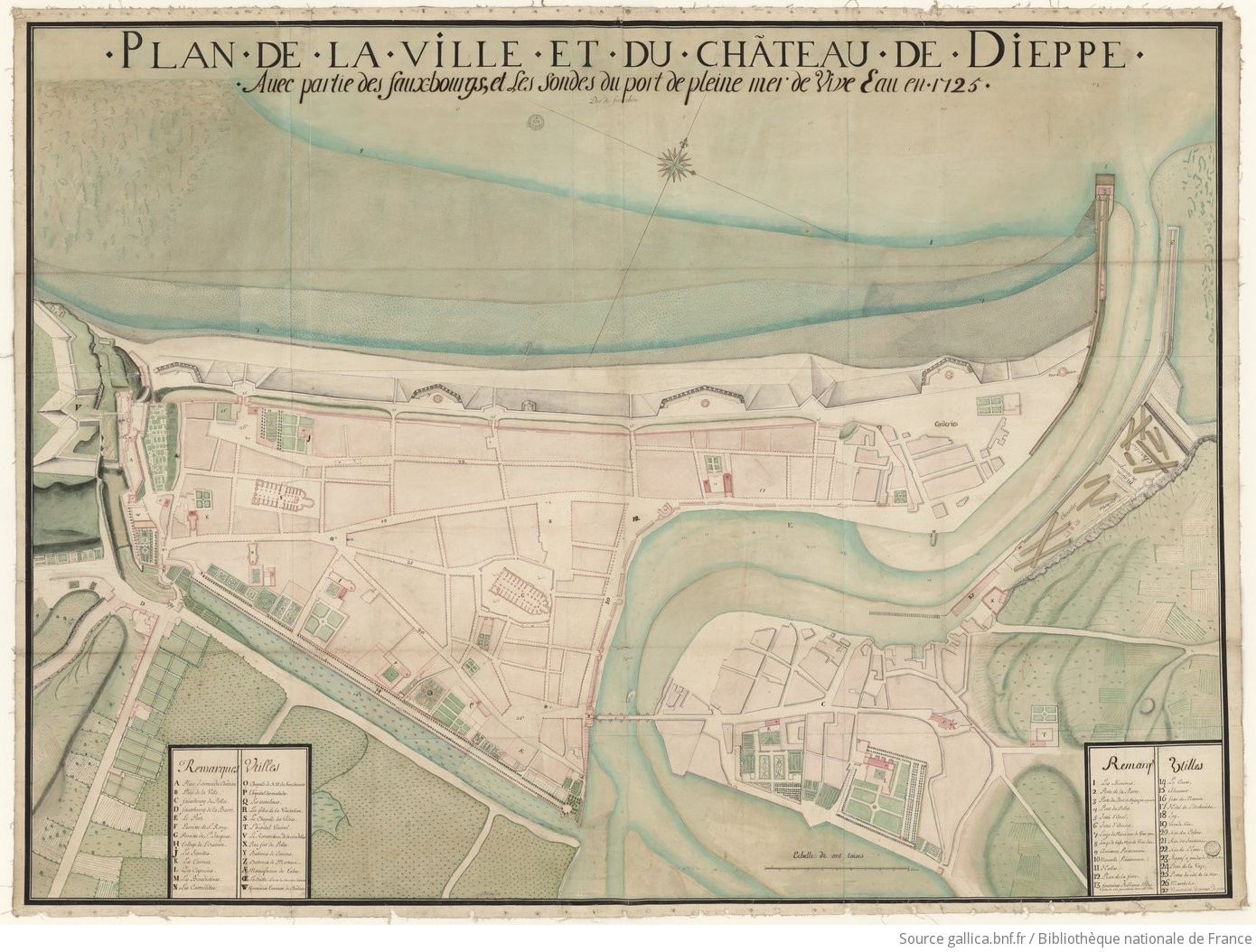Plan de la ville et du château de Dieppe...