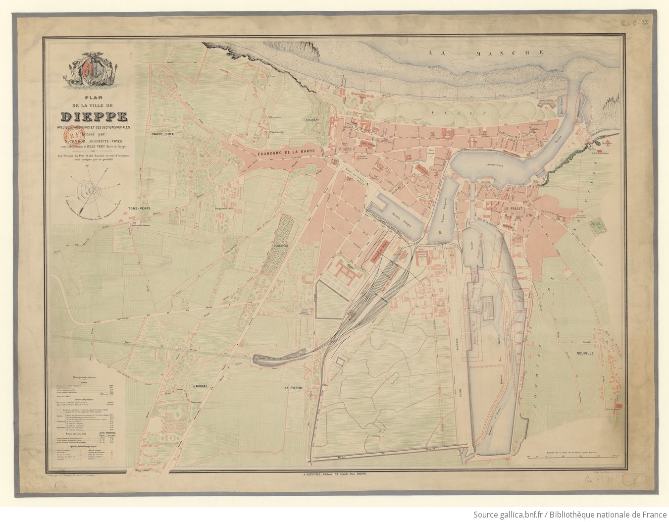 Plan de la ville de Dieppe, avec ses faubourgs et ses sections rurales / dressé par M. Condor...