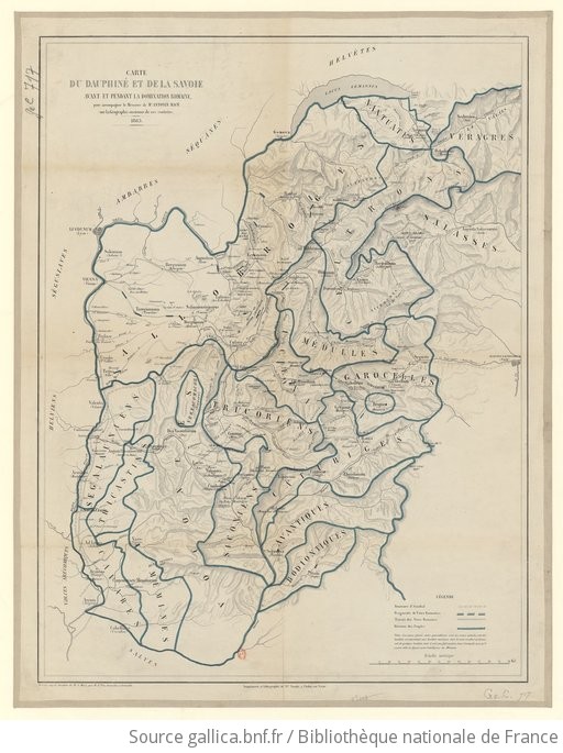 Carte Du Dauphine Et De La Savoie Avant Et Pendant La Domination Romaine Pour Accompagner Le Memoire De M Antonin Mace Sur La Geographie Ancienne De Ces Contrees Dressee Par M J