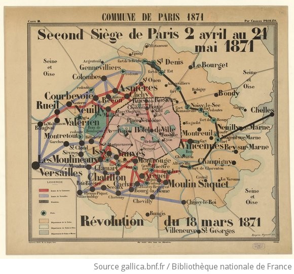 Commune De Paris 1871 : Carte B. Second Siège De Paris 2 Avril Au 21 ...