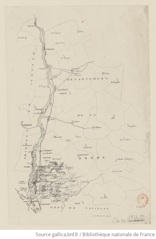 [Carte des routes tracÃ©es le long du RhÃ´ne depuis SerriÃ¨res jusqu'Ã 