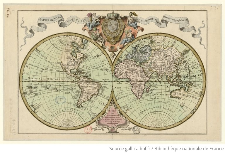 Mappemonde à l'usage du Roy, par Guillaume Delisle, Premier