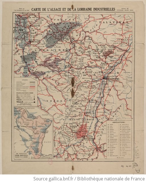 Carte De L Alsace Et De La Lorraine Industrielles Echelle Approchee 1 500 000 R Bolze Cartographe Gallica