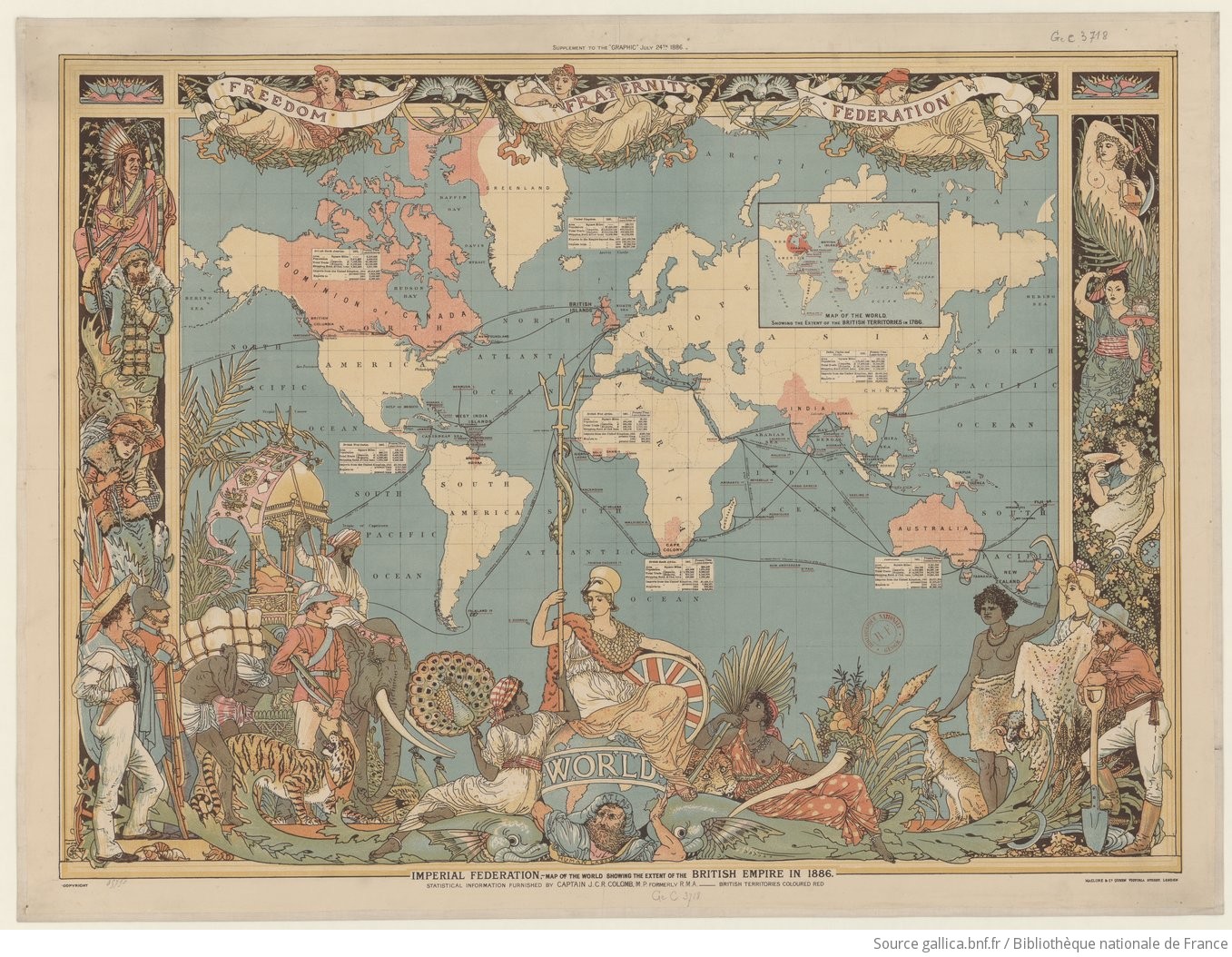 Notice Bibliographique Imperial Federation. Map Of The World Showing ...