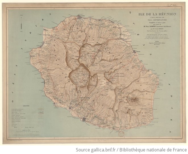 Ile De La Reunion Carte Dressee Par Paul Lepervanche Completee Et Mise A Jour Par M Ulysse Robert Gallica