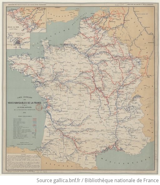 Carte Itinéraire Des Voies Navigables De La France D'après Le Guide ...