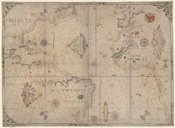 Carte de l'Océan Atlantique  J. Dupont de Dieppe. 1625
