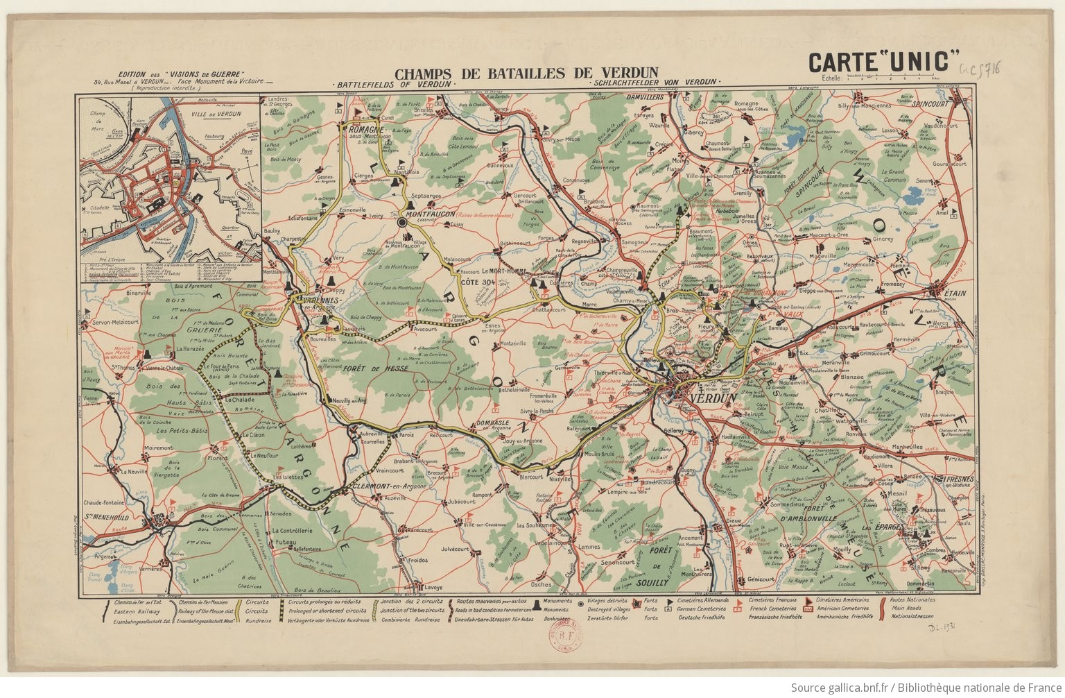 Notice Bibliographique Carte Unic Champs De Batailles De Verdun Battlefields Of Verdun 2453