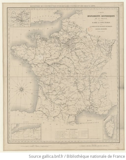 Carte Des Monuments Historiques De La France... D'après La Liste ...