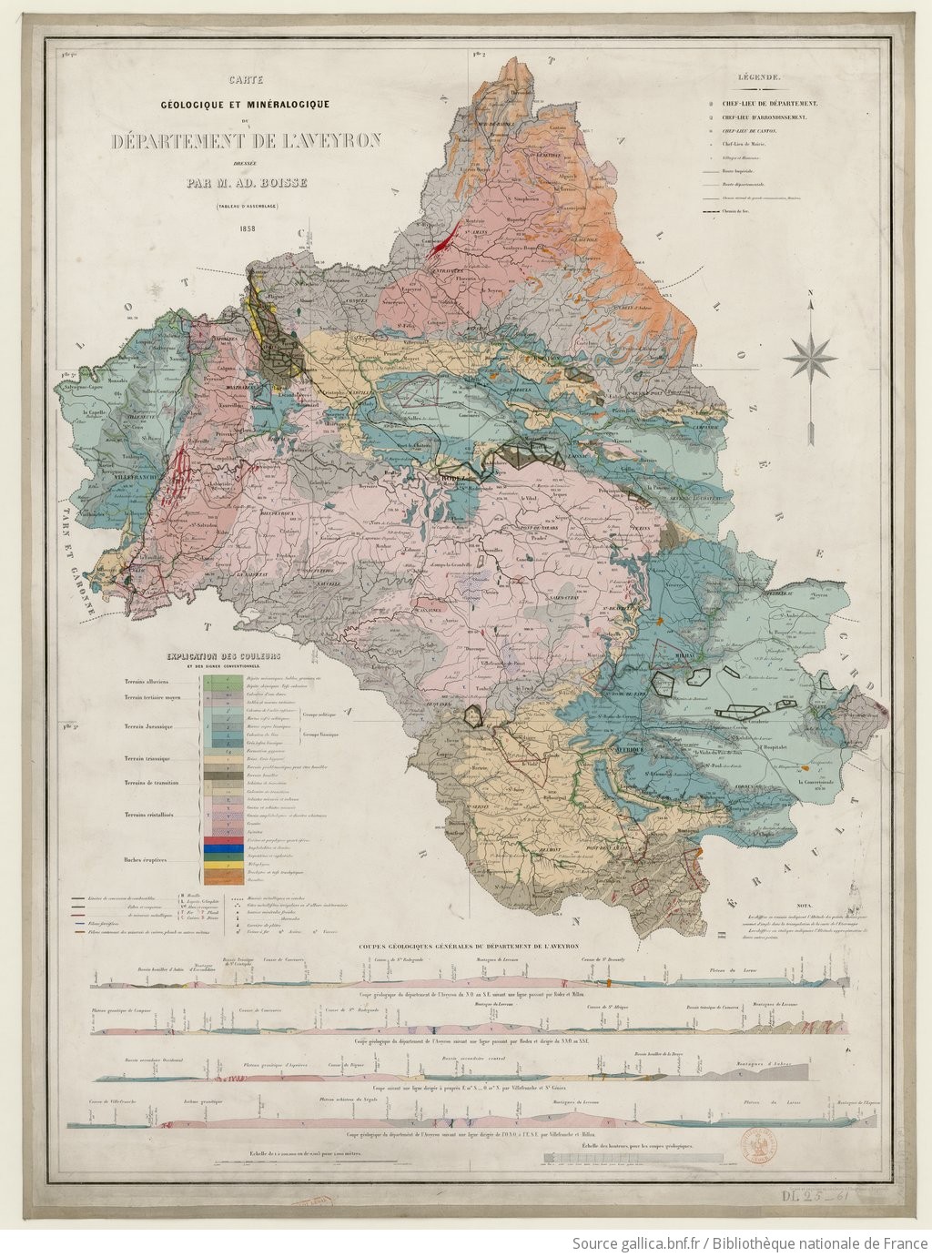 carte géologique aveyron Notice bibliographique Carte géologique et minéralogique du 