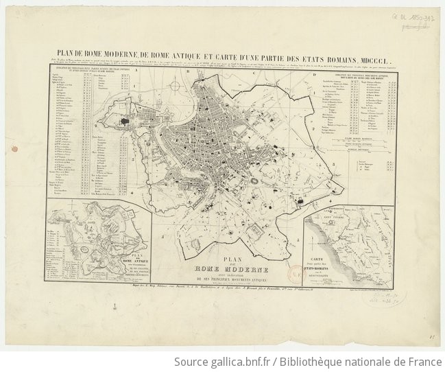 Plan De Rome Moderne Avec Indication De Ses Principaux Monuments Antiques Reduit D Apres Ceux De Nolli Et De Canina Par E Rey Gallica