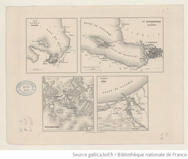 Plan De La Baie De Revel St Petersbourg Et Kronstadt Helsingfors Environs De Riga Gallica