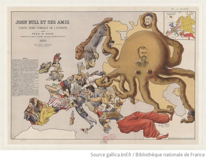 John Bull Et Ses Amis Carte Serio Comique De L Europe Par Fred W Rose Gallica