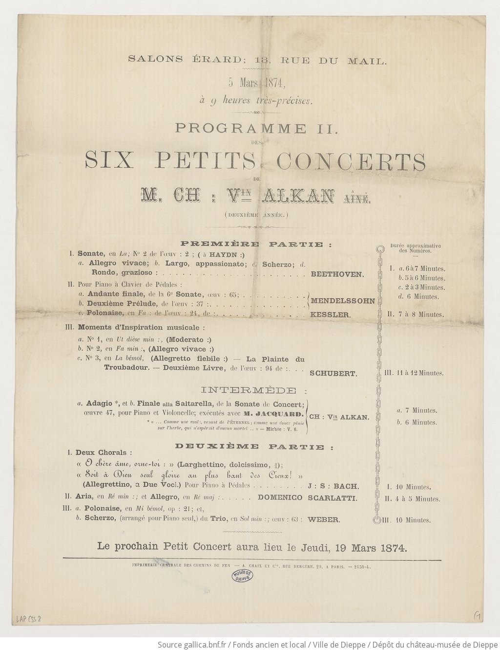 [Lettre de Charles-Valentin Alkan à Camille Saint-Saëns]