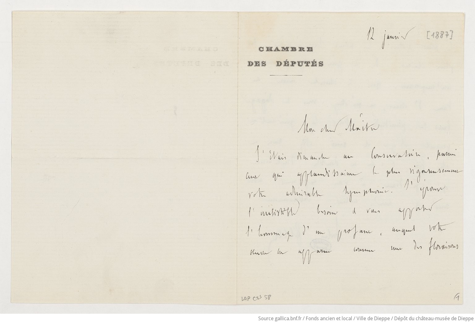 [Lettre de Jules Ferry à Camille Saint-Saëns]