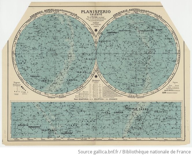 Planisferio Celeste / Por J. Forest, Segun Los, Ultimos Descubrimientos ...