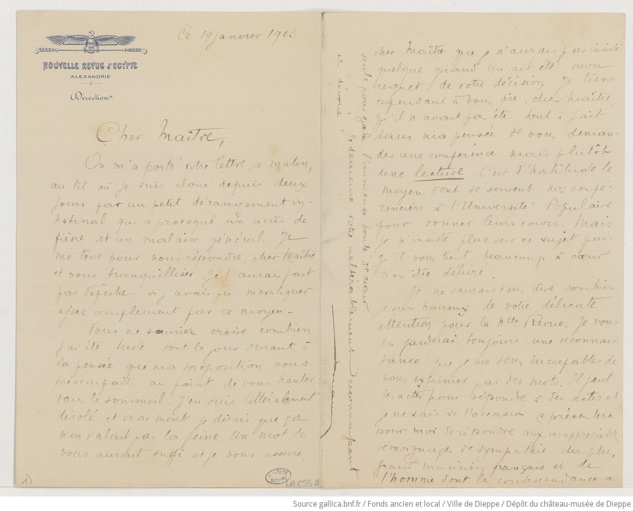 [32 lettres, 1 coupure de presse et 1 photographie de Fernand Braun à Camille Saint-Saëns] (manuscrit autographe)