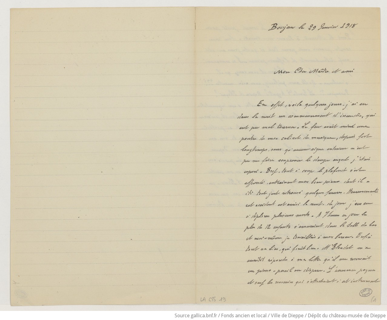 [39 lettres, 4 cartes postales, 1 carte-lettre et 1 coupure de presse de Fernand Castelbon de Beauxhostes à Camille Saint-Saëns] (manuscrit autographe)