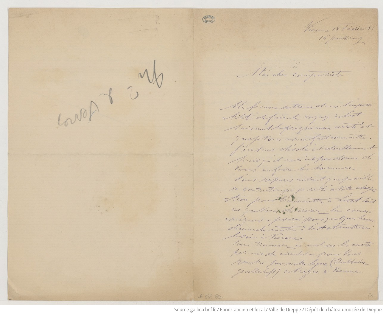 [3 lettres d'Auguste de Serres à Camille Saint-Saëns] (manuscrit autographe)