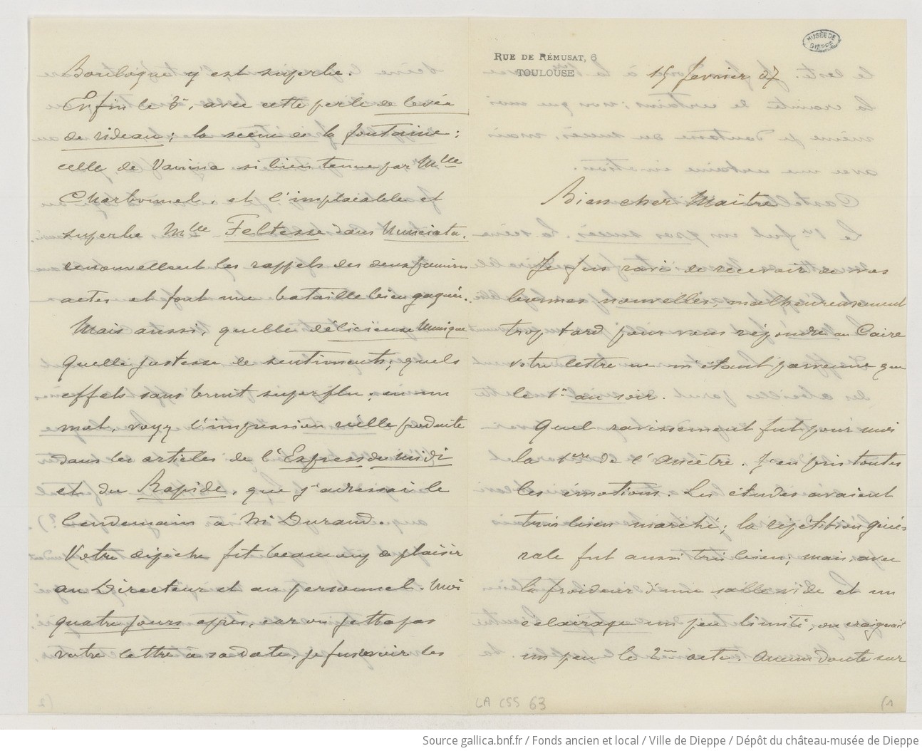 [29 lettres de Gabriel Sizes à Camille Saint-Saëns] (manuscrit autographe)