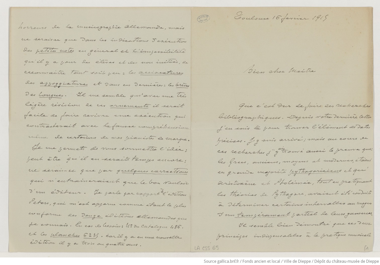 [31 lettres de Gabriel Sizes et 1 lettre de M. Lacroix à Camille Saint-Saëns] (manuscrit autographe)