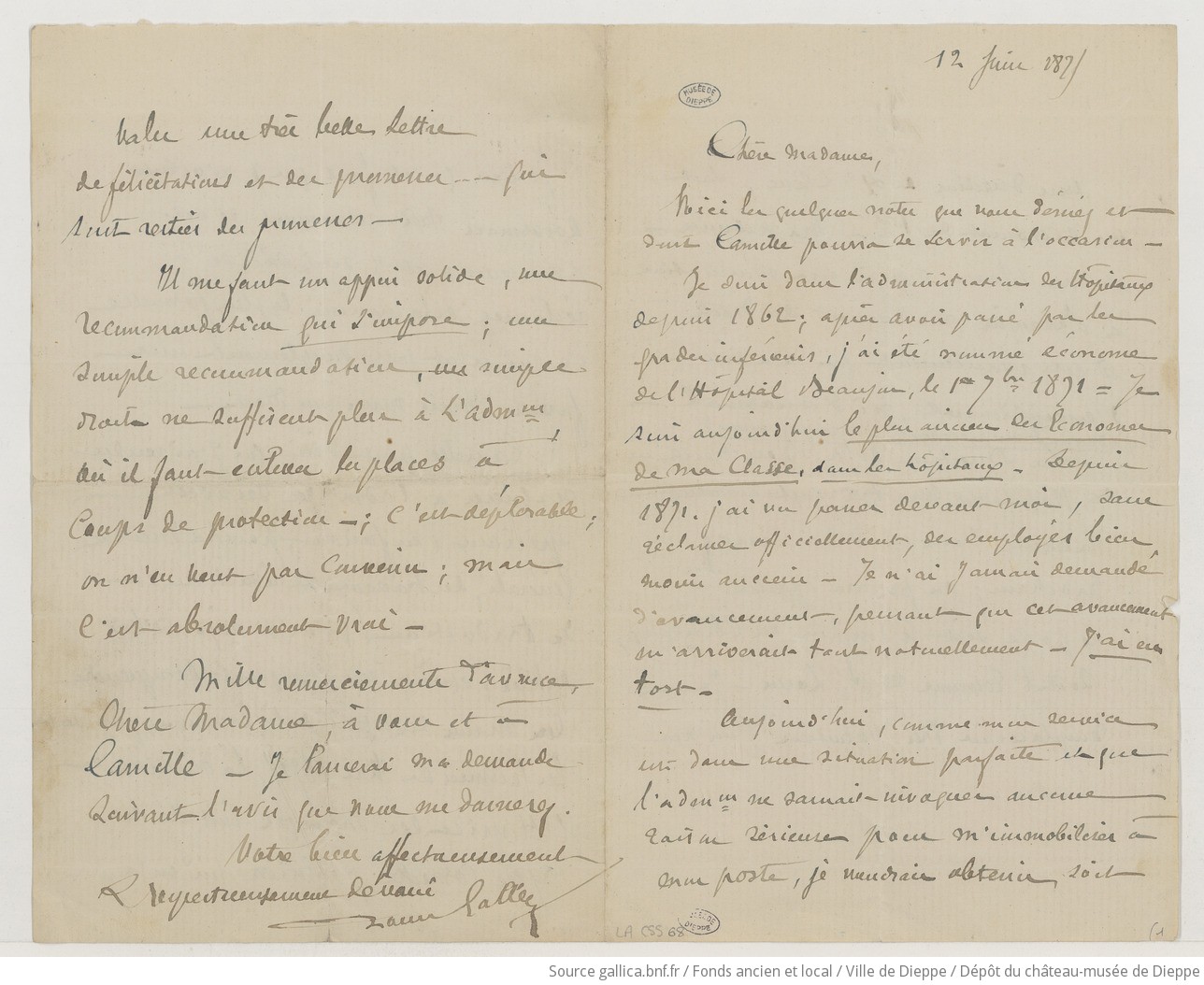 [50 lettres, 2 cartes-lettres et 2 télégrammes de Louis Gallet à Camille Saint-Saëns] (manuscrit autographe)