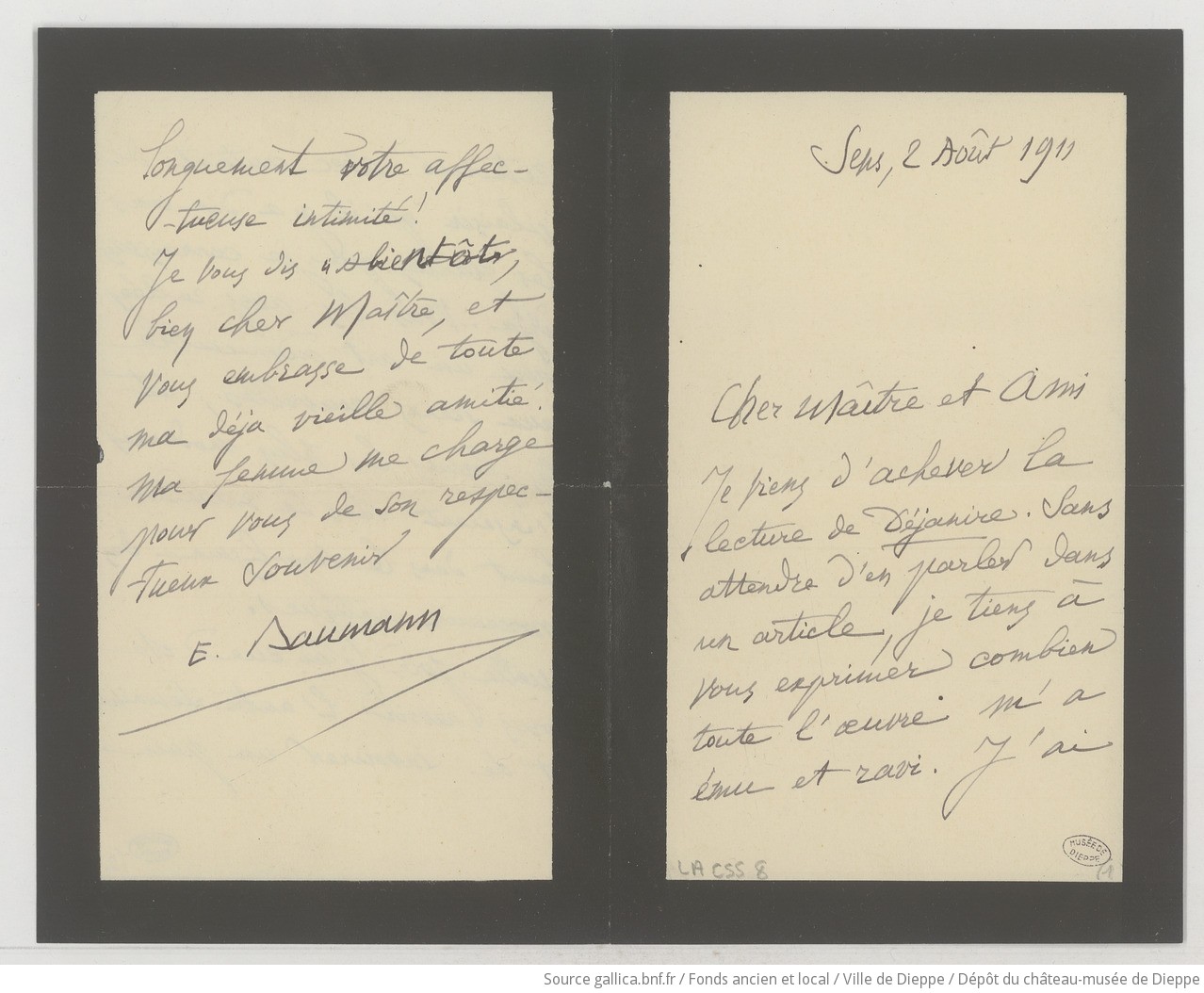 [49 lettres, 5 cartes-lettres, 2 cartes postales et 1 carte de visite d'Emile Baumann à Camille Saint-Saëns] (manuscrit autographe)