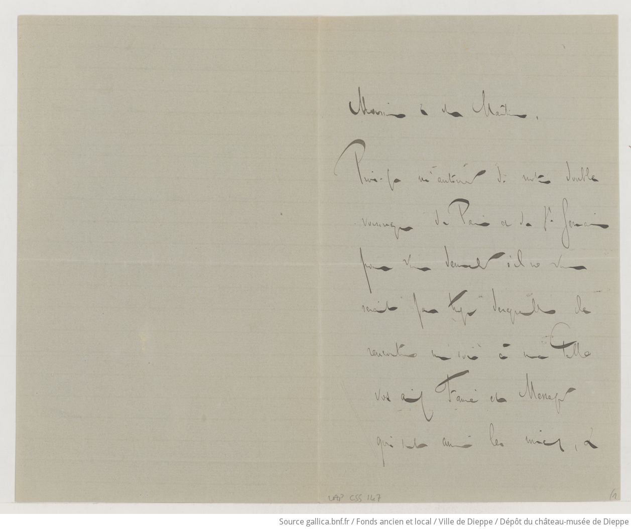 [Lettre de Georges de Porto-Riche à Camille Saint-Saëns] (manuscrit autographe)