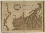 Carte particulière de l'embouchure du Gange et autres rivières du royaume de Bengale. 1714