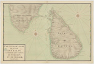 Carte particulière de l'isle de Ceylan et partie des costes de Comorin et de Malabar avec les sondes. 16..-17..