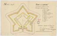 Mahé 1740, fort de Condé commencé le 7 janvier sur la montagne de Corragouroup. Louis. Paradis de la Roche. 1740