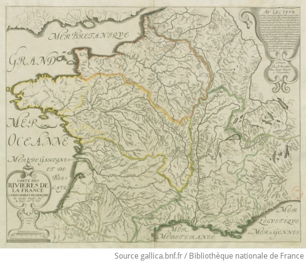 Carte Des Rivieres De La France Curieusement Recherchee Par Nicolas Sanson Gallica