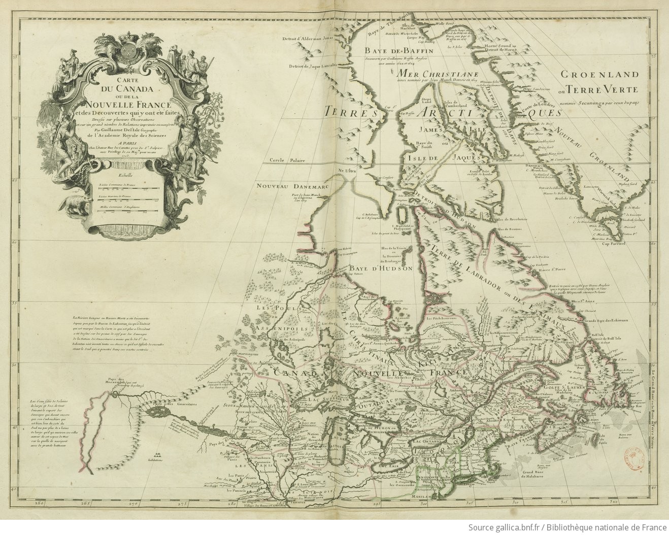 Carte du Canada ou de la Nouvelle France et des Decouvertes qui y ont été faites. G. Delisle. 1703