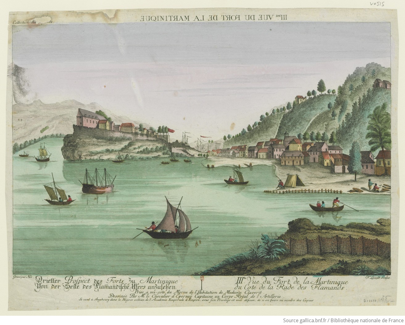 Drietter Prospect des Forts zu Martinique Von der Seite Flamandische Ufers anzusehen