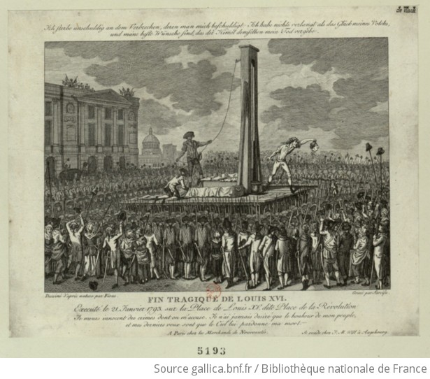 The death of Louis XVI – archive, 1793, France