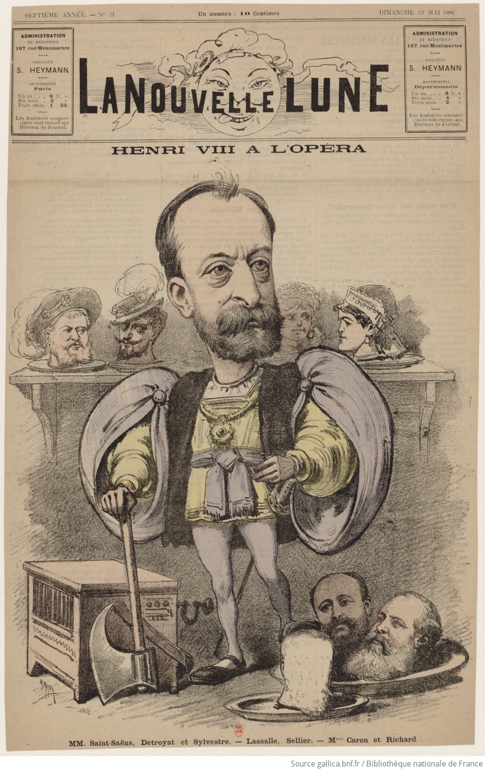 Henri VIII à l'Opéra : MM. Saint-Saëns, Detroyat et Sylvestre.- Lassalle, Sellier.- Mmes Caron et Richard / H. Meyer