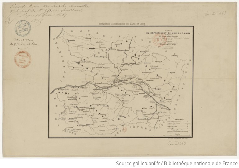 Carte Du Departement De Maine Et Loire Indiquant Les Traces Gallo Romaines Constatees Dans Ce Departement Par M Godard Faultrier En 1858 Dressee Par J Bte Fourcault Gallica