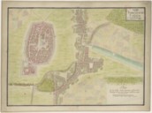 Asie. Indoustan. Tanjaor ... Plan de la ville et du terrain adjacent dressé sur les lieux lors de l' attaque des Français, en 1758 M. Leveux. 1758