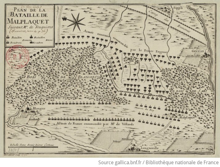 Plan de la bataille de Malplaquet suivant M. de Feuquières | Gallica