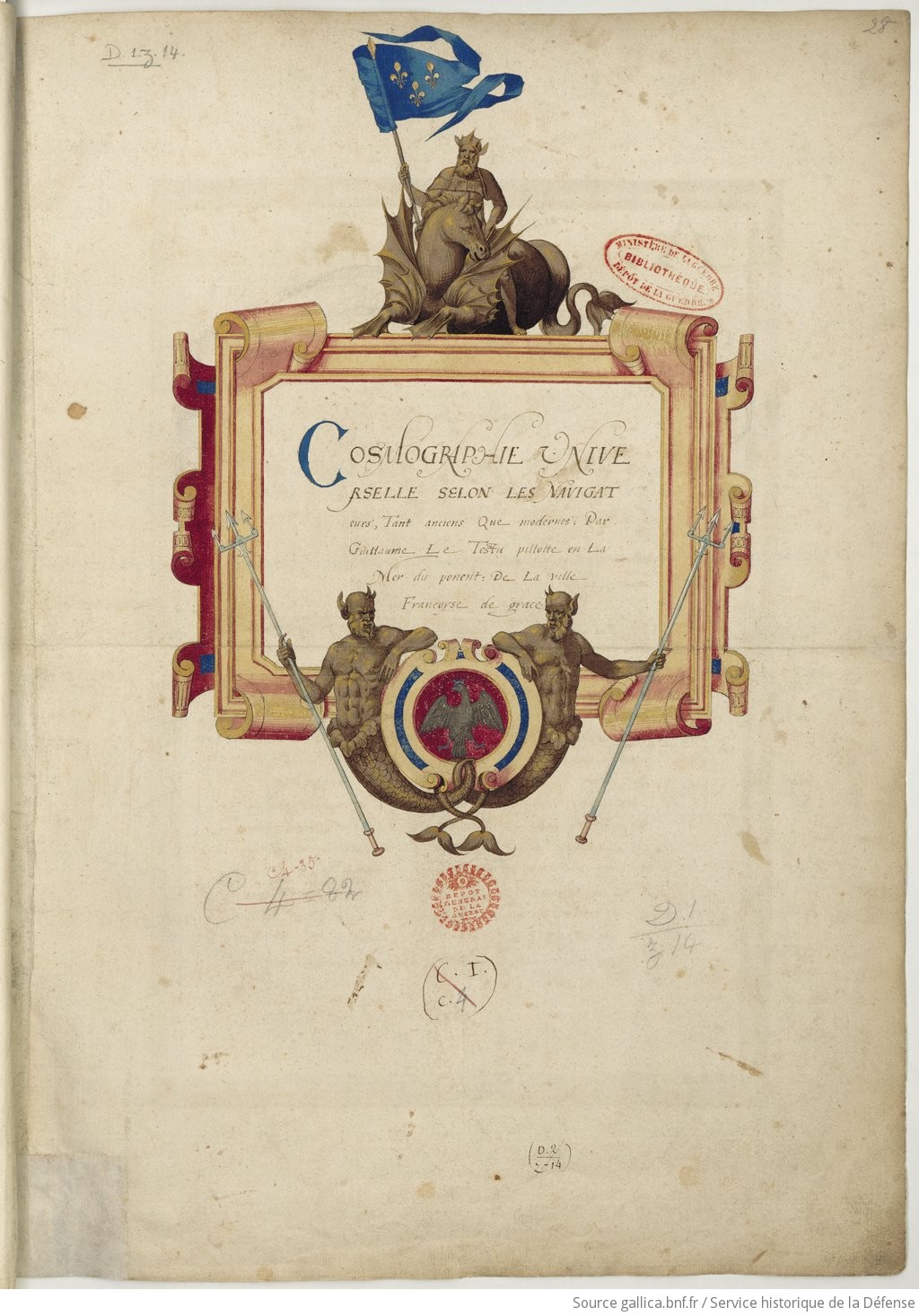 Cosmographie universelle, selon les navigateurs tant anciens que modernes. G. Le Testu. 1566