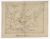 Le lac Ontario avec les lieux circonvoisins et particulièrement les cinq nations iroquoises P. Raffeix. 1688