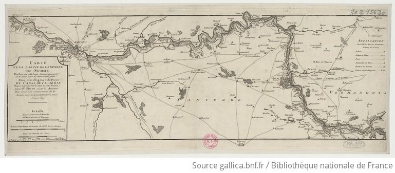 Carte d'une partie de la riviÃ¨re de Somme DressÃ©e sur celle LevÃ©e