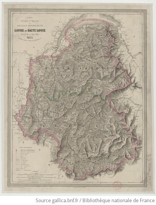 Carte Physique Et Routiere Des Nouveaux Departements De La Savoie Et Haute Savoie Decrit Du 25 Juin 1860 G Bonatti Dis Ed Incise Gallica