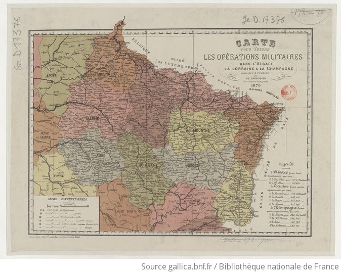 Carte Pour Suivre Les Operations Militaires Dans L Alsace La Lorraine Et La Champagne Dressee Et Publiee Par F E Grosdidier Gallica