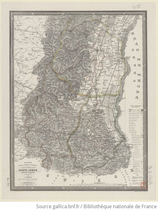 Carte Physique Statistique Administrative Et Routiere Du Departement Du Haut Rhin Haute Alsace Dressee Par J G Heck D Apres Les Meilleurs Materiaux Des Donnees Officielles Et Des Reconnaissances Faites Sur Differens Points