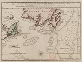 Carte des côtes méridionales de l'isle de Tere Neuve comprenant les Isles Royales et de Sable avec la partie du Grand Banc, où se fait la pêche de la morue  1736