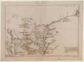 Carte manuscrite du pays compris entre la mer de Californie et le Mississipi faite pour le voyage du sieur Des Coutures  17e
