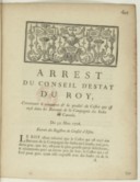 Arrêt du conseil d'état qui ordonne que les pelleteries et denrées provenant du crû et fabrique de Canada (...) à l'exception du Castor, jouiront du bénéfice du transit  1721