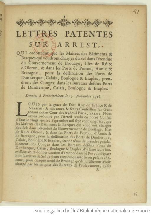 Lettres Patentes Sur Arrest [du Conseil Ci-inclus, Du 24 Septembre 1726 ...